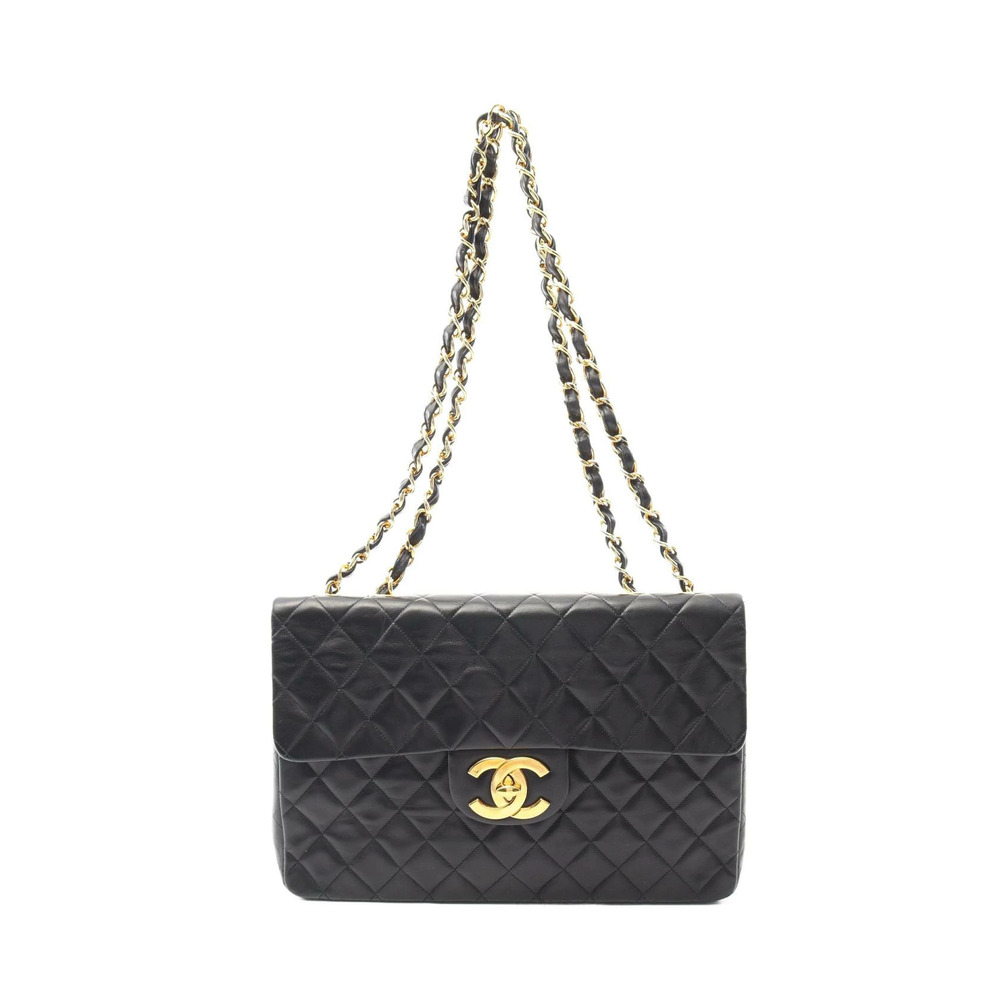 Chanel Matelasse Shoulder Bag Lambskin Sheepskin Black